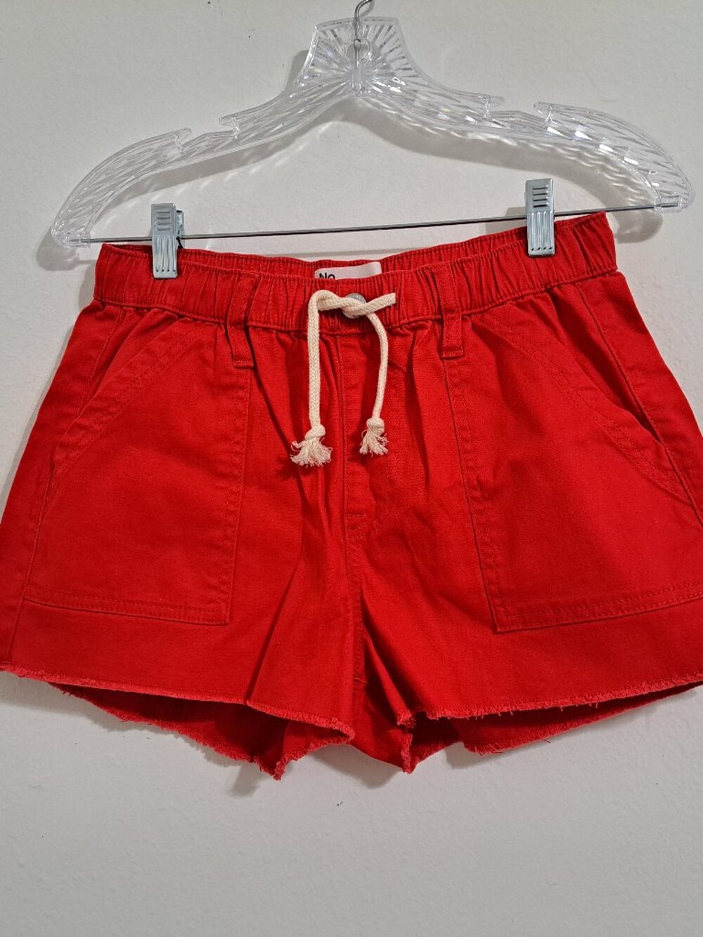 No Boundaries Women's Red Shorts Cotton Pull on Drawstring Size S (4-6)